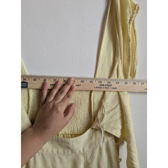 FREE PEOPLE The Getaway Midi Maxi Dress Smocked Cut Out Cotton Yellow Size XS - Picture 12 of 13